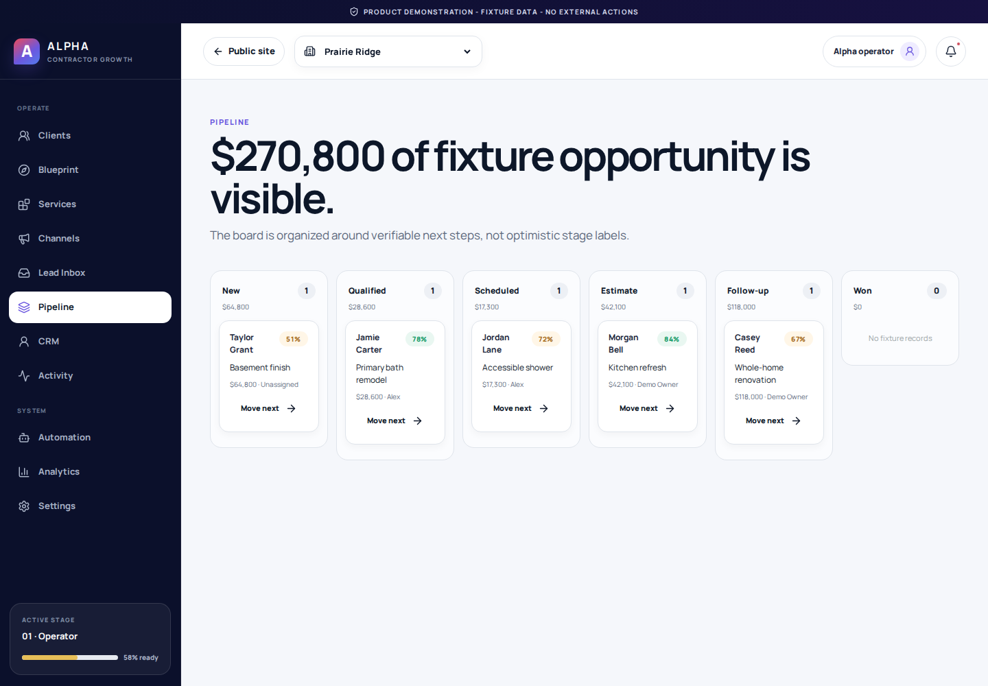 Illustrative Alpha estimate-pipeline preview